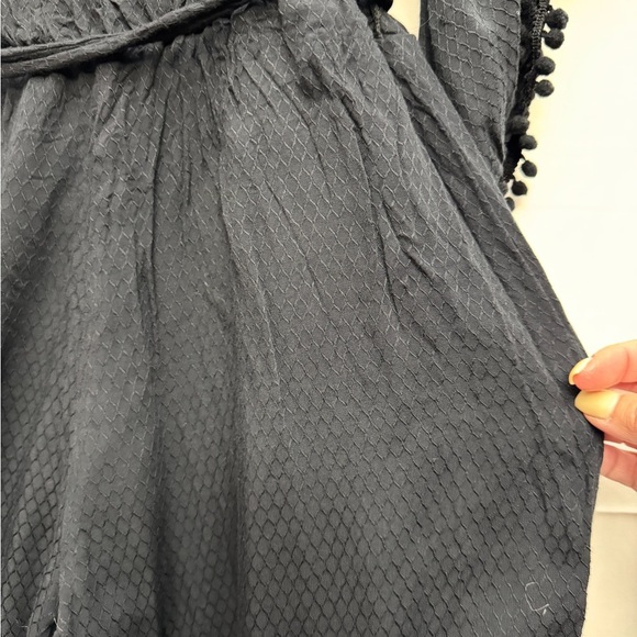 Love Stitch Boho Wrap Crochet Lace Bell Sleeve Jumpsuit Black - Picture 9 of 13